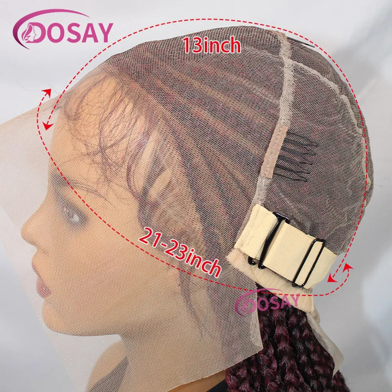 Synthetic 32" Full Lace Wig Braided Wig Middle Part Style Knotless Braided Lace Wig For Women Hand Made Lace With Baby Hair
