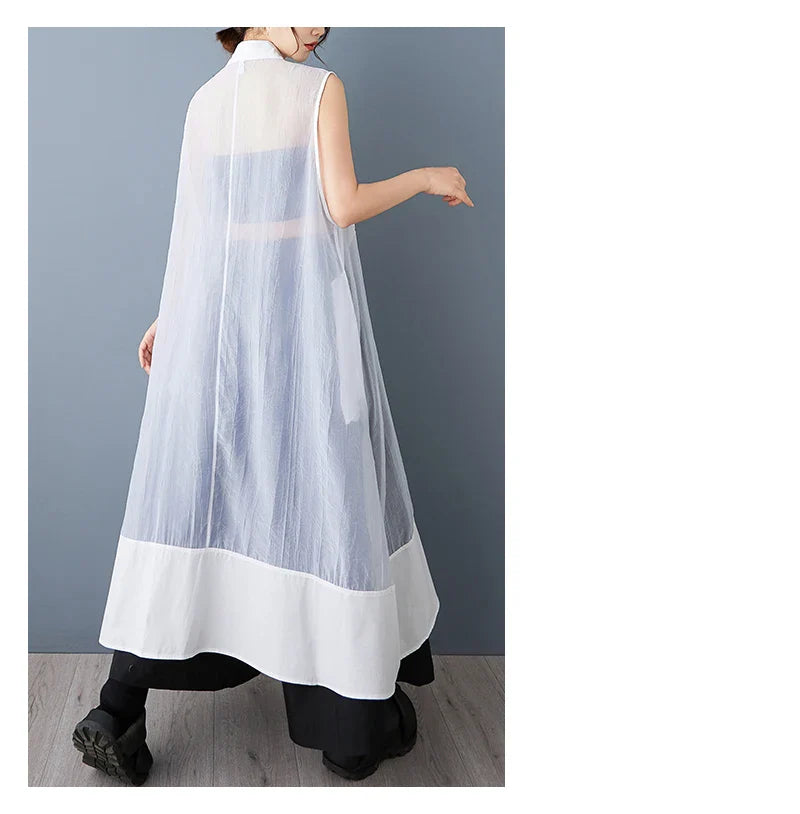 NYFS 2025 Summer New Loose plus Size Organya splicing sleeveless Shirt Dress Robe Elbise Korean Style Women Dress