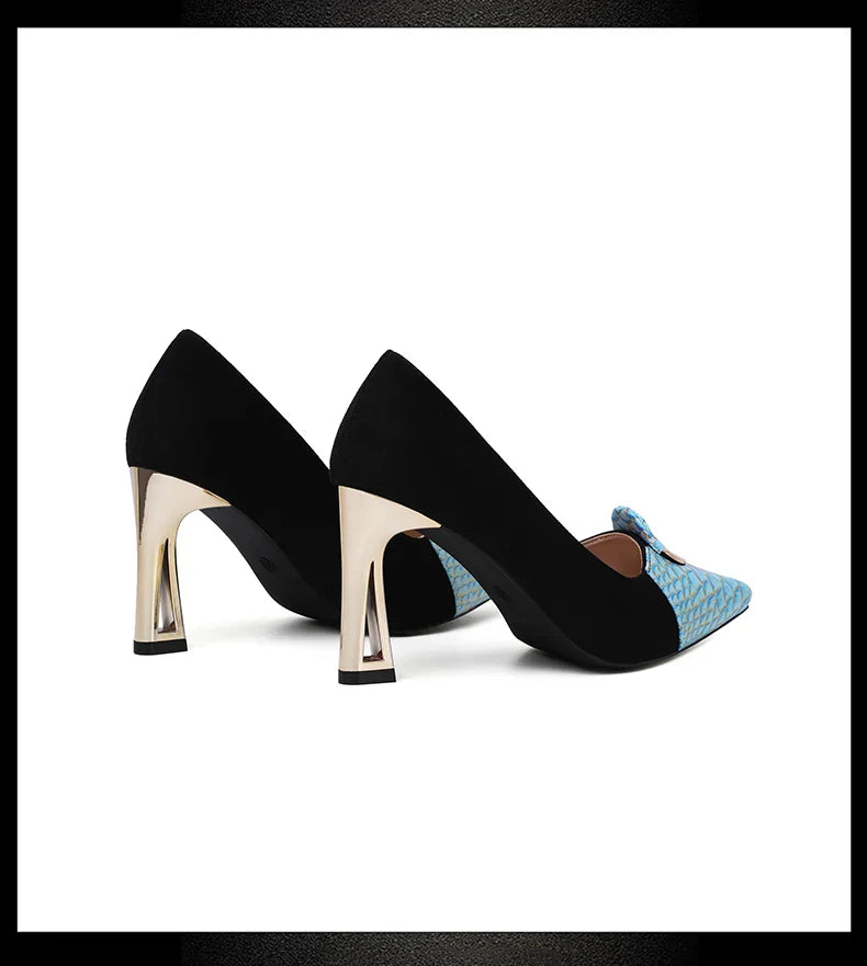 Sexy Fashion Style Women's Heeled Shoes Pointed Tip High Heels One Kick Retro Women Shoes Suede 2025 New Spring Zapatos De Mujer