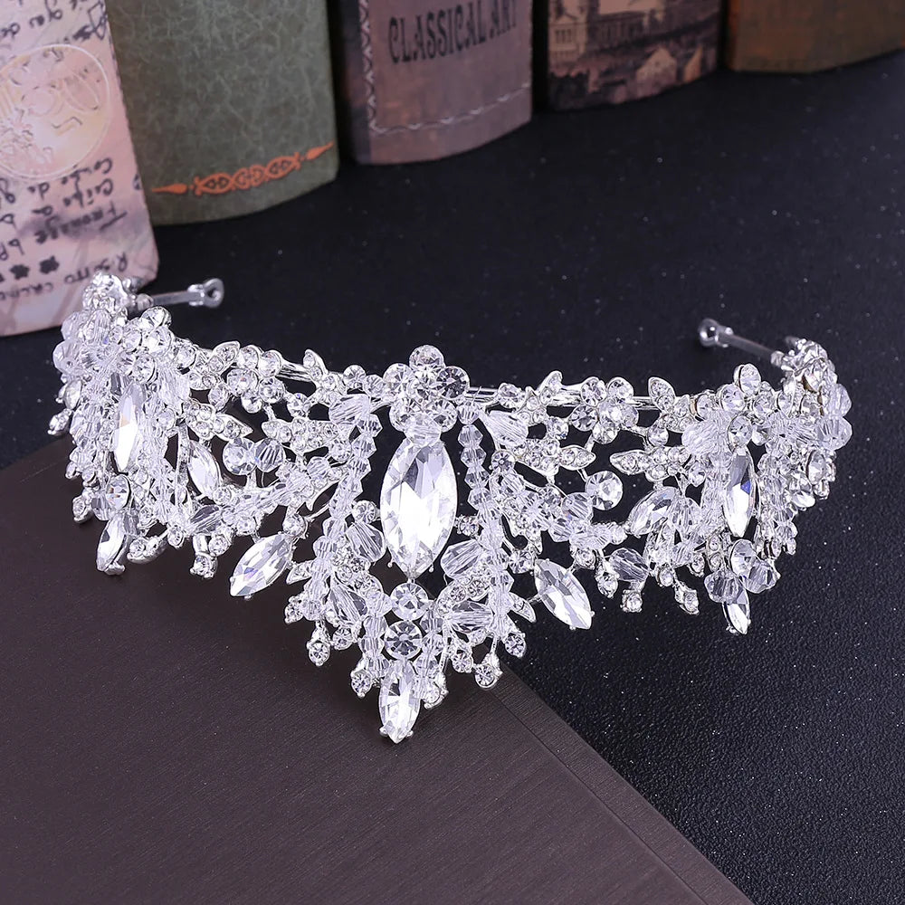 Sparkling Crystal Bridal Jewelry Set – Tiara, Necklace & Earrings for Weddings