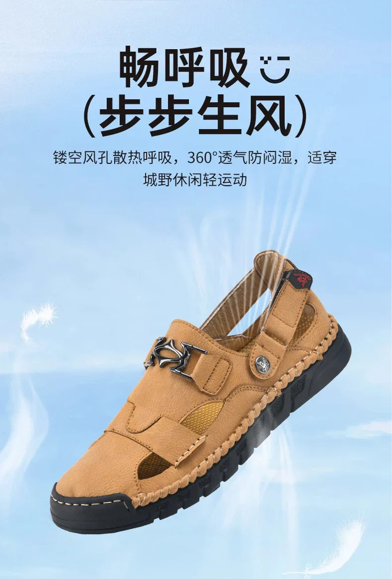 New summer men's sandals, microfiber upper, outdoor beach men's shoes, non-slip, wear-resistant, soft and comfortable