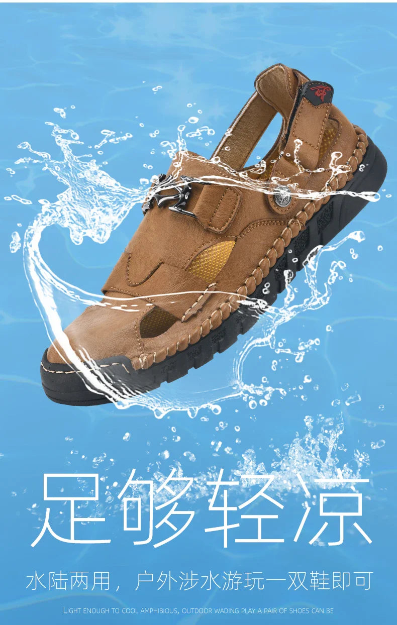 New summer men's sandals, microfiber upper, outdoor beach men's shoes, non-slip, wear-resistant, soft and comfortable