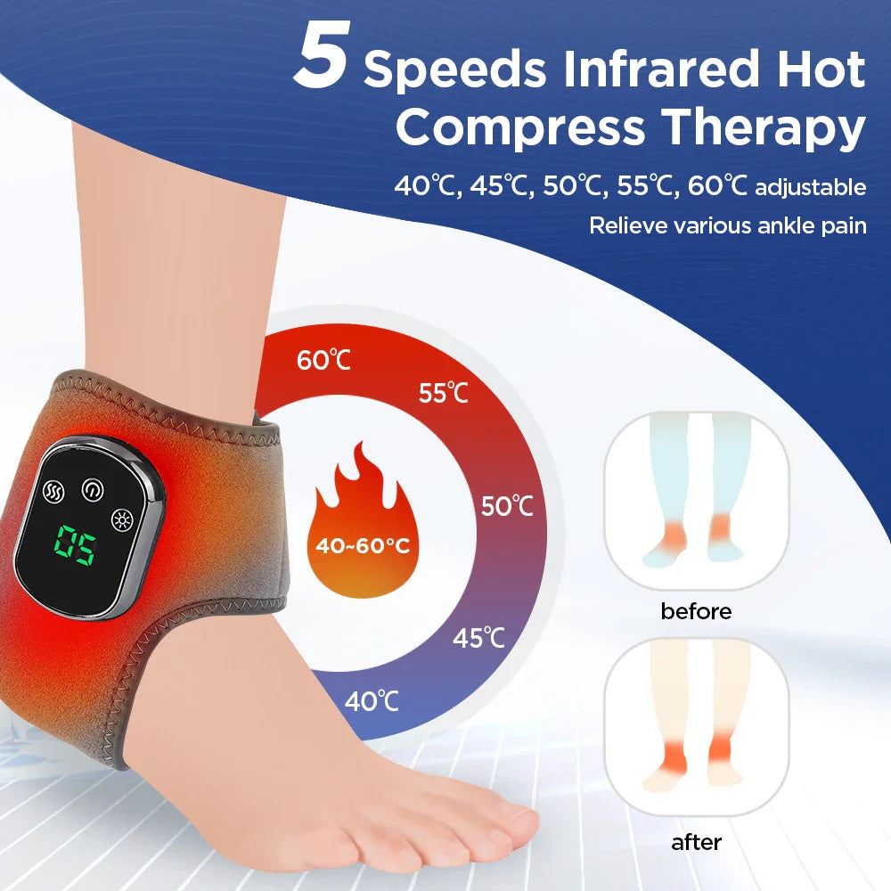 Rechargeable Electric Heating Ankle Brace Massager Hot Compress And Vibration Massage for Cervical Hand Foot Muscle Relaxation