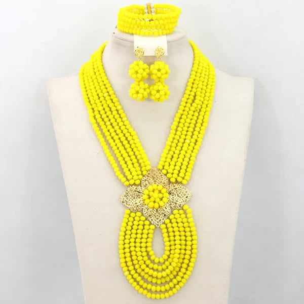 New African Jewelry Set Orange Nigerian Wedding African Beads Jewelry Set Crystal New Bridal Jewelry Set ABS065