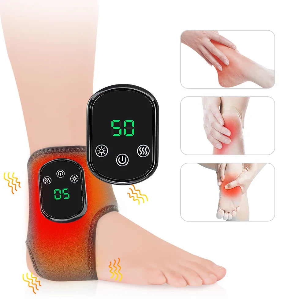 Rechargeable Electric Heating Ankle Brace Massager Hot Compress And Vibration Massage for Cervical Hand Foot Muscle Relaxation