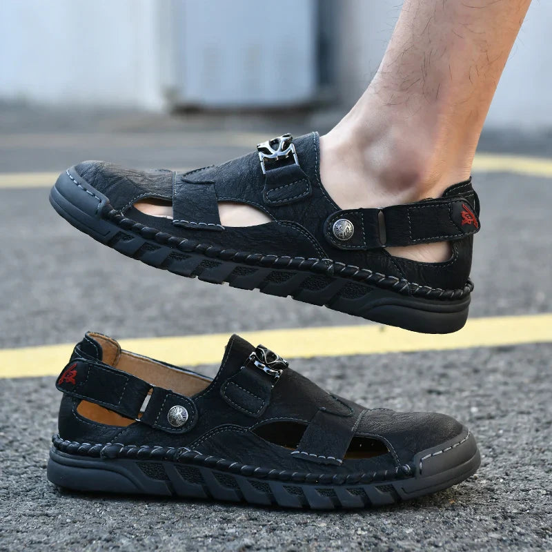 New summer men's sandals, microfiber upper, outdoor beach men's shoes, non-slip, wear-resistant, soft and comfortable