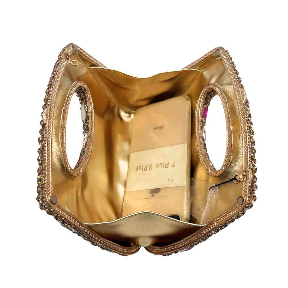 Women Gold Crystal Clutch Purse Gems Evening Bags Party Dinner Diamond Shoulder Bags Cocktail Rhinestone Handbags and Purses