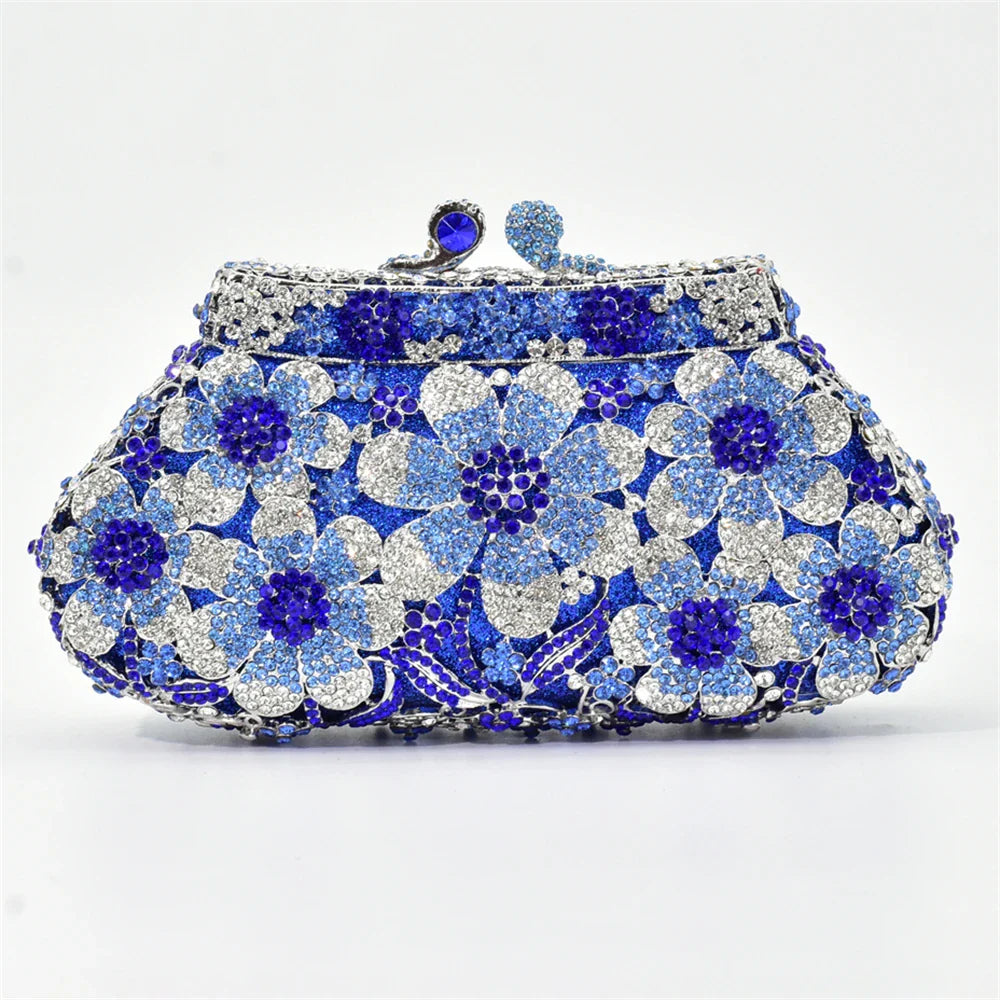 New Bling Crystal Bridal Wedding Bag Purses Flower Shape Diamond Purse Luxury Handbags Fashion Women Crystal Prom Clutch Purse