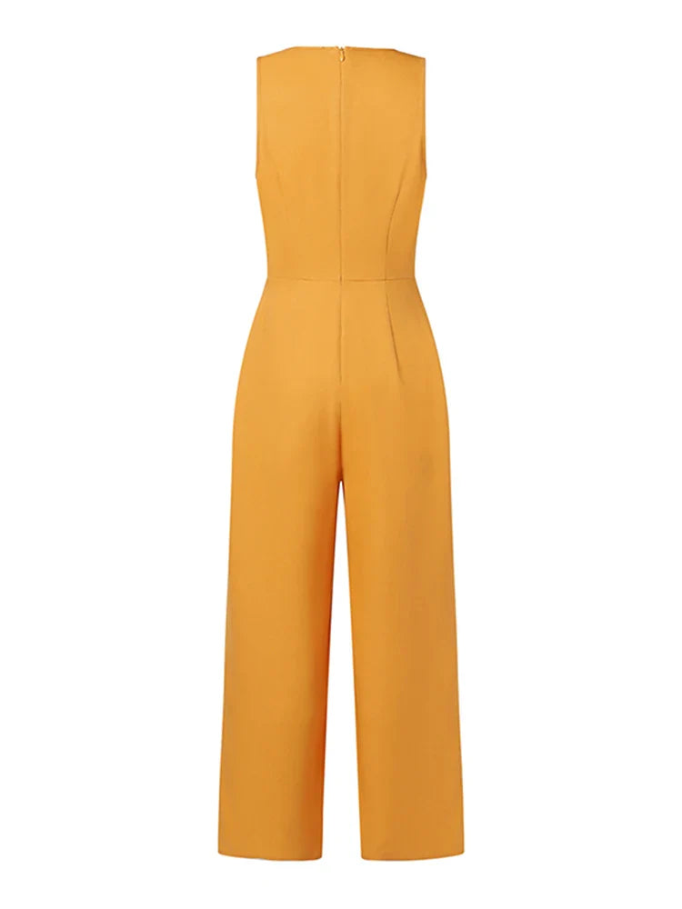 ZANZEA Casual 2023 Summer Playsuit Wide Leg Pant Women Long Rompers Sleeveless Waisted Overalls Office Lady Elegant Jumpsuits