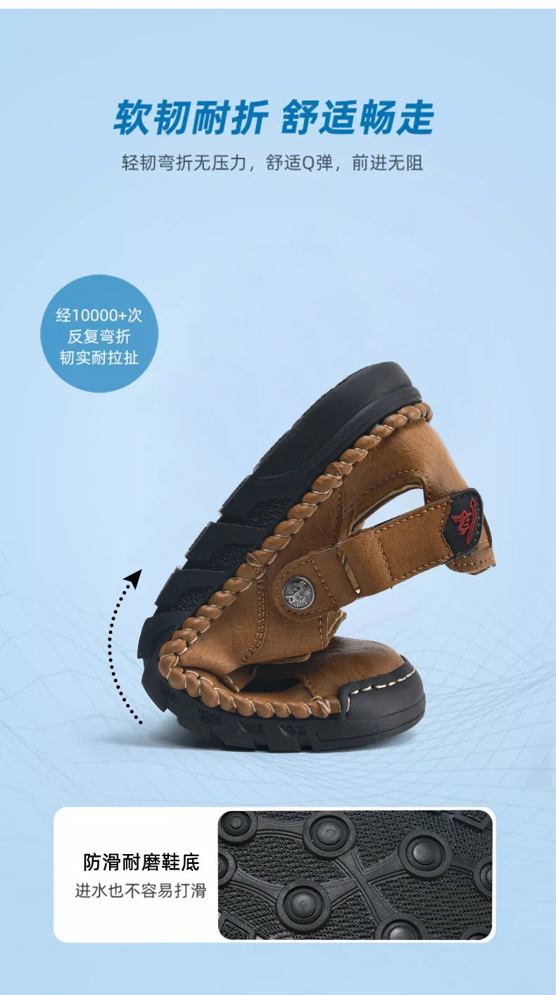 New summer men's sandals, microfiber upper, outdoor beach men's shoes, non-slip, wear-resistant, soft and comfortable