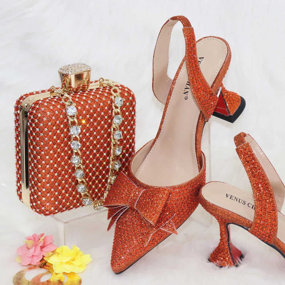 Nigeria Popular New Elegant R.Blue Crinkled Fabric Tote Handle Simple And Versatile Exquisite Party Shoes And bag Set