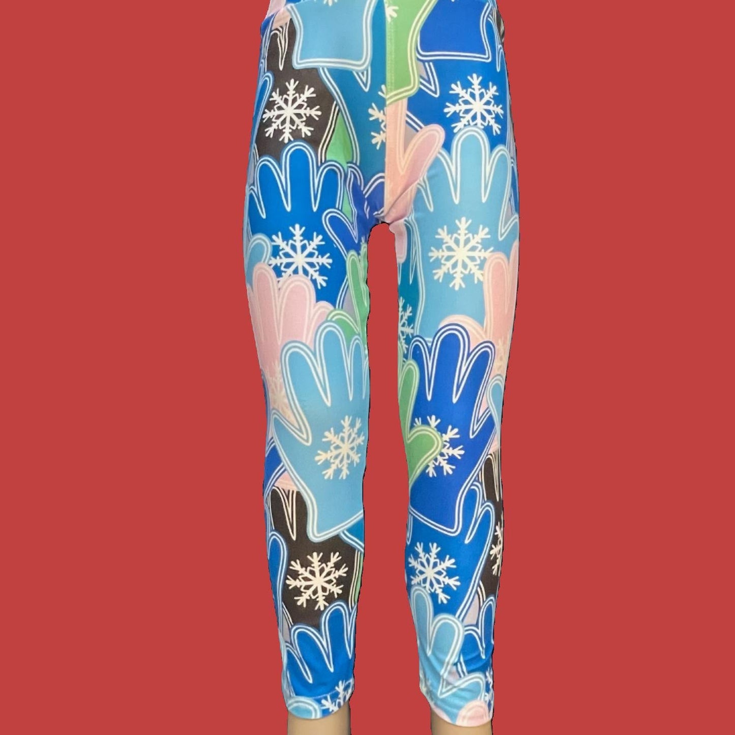 Winter Mittens patterned full length stretch leggings