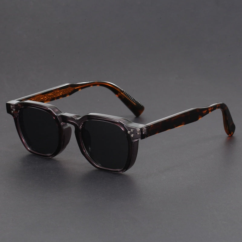 Vintage Tortoise Amber Square Sunglasses with Brown Lenses