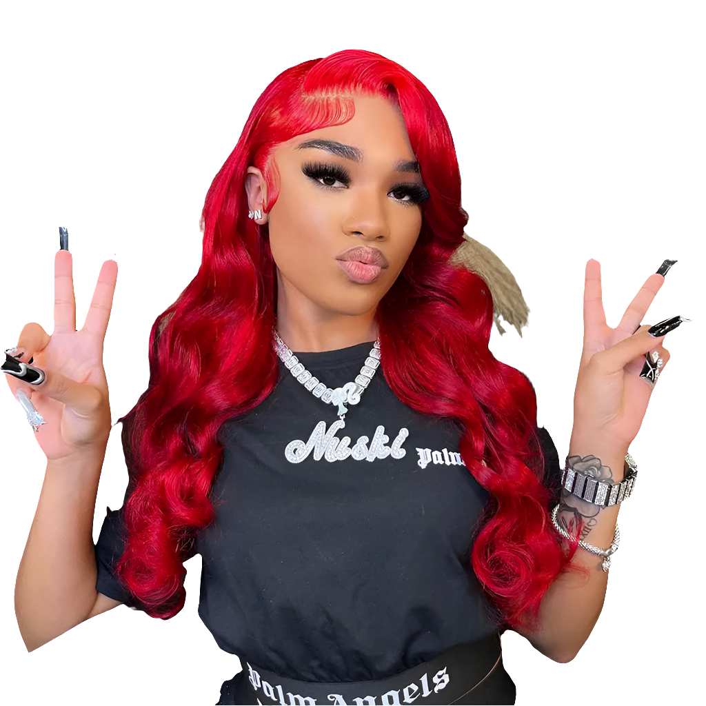 Ubest Red 99j Colored 13X6 Body Wave Transparent Lace Front Wigs Human Hair 200% Density Brazilian Hair Remy Hair T Part Lac Wig