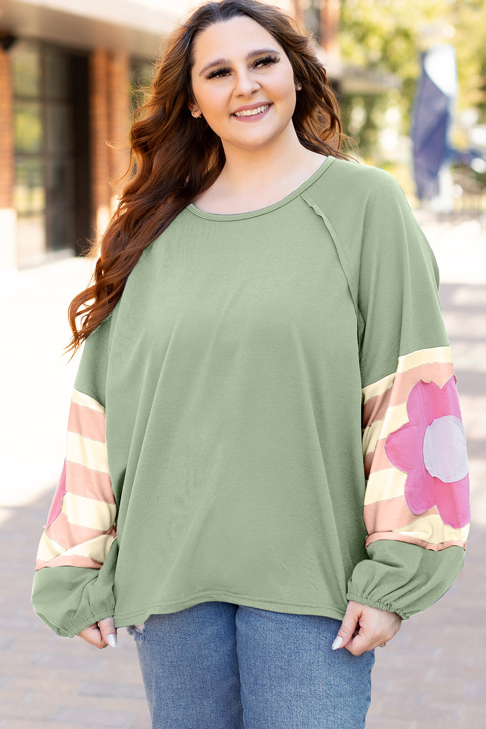 Sara Flower Raglan Sleeve Top-6