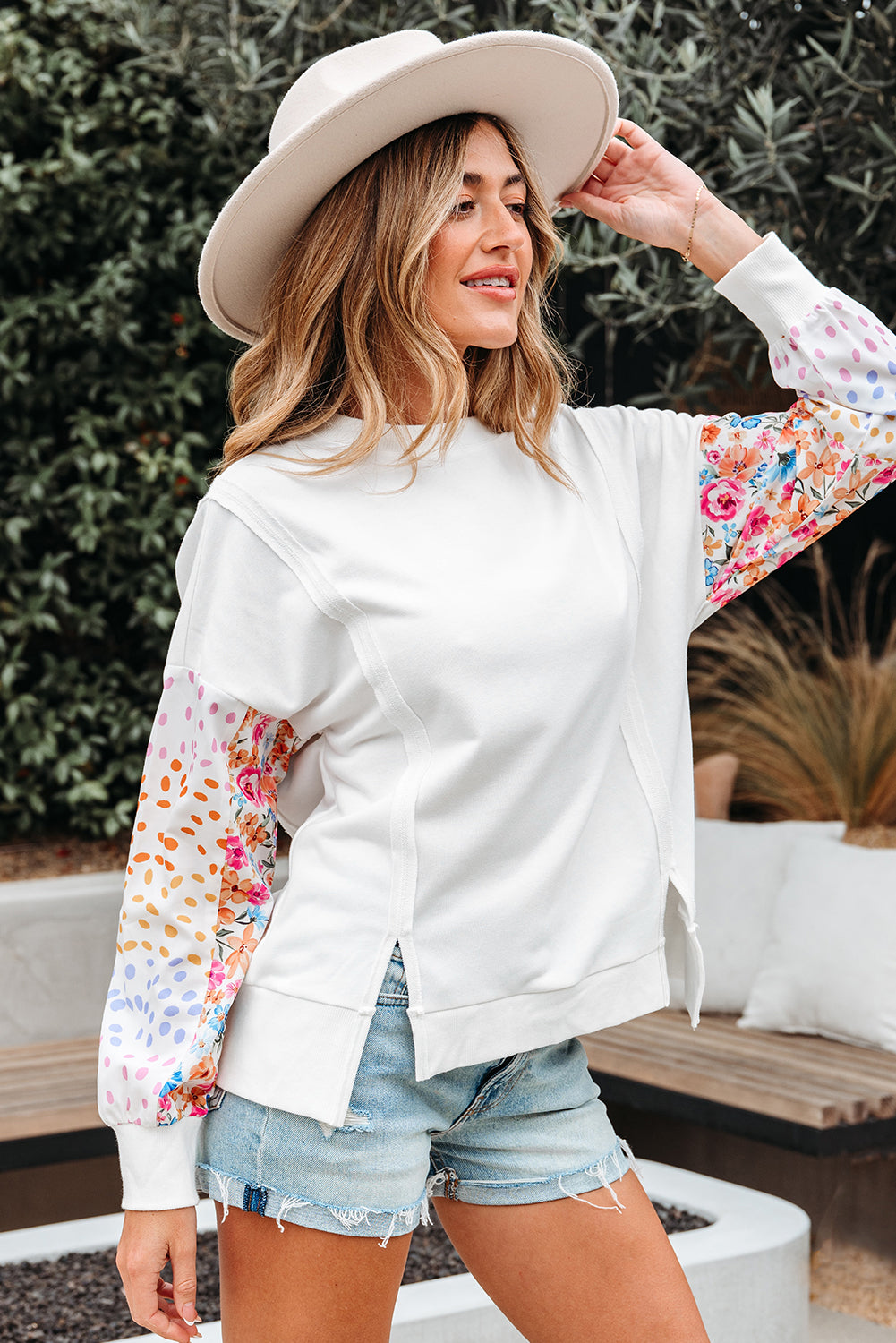 Raelynn Floral Patchwork Casual Sweatshirt-2