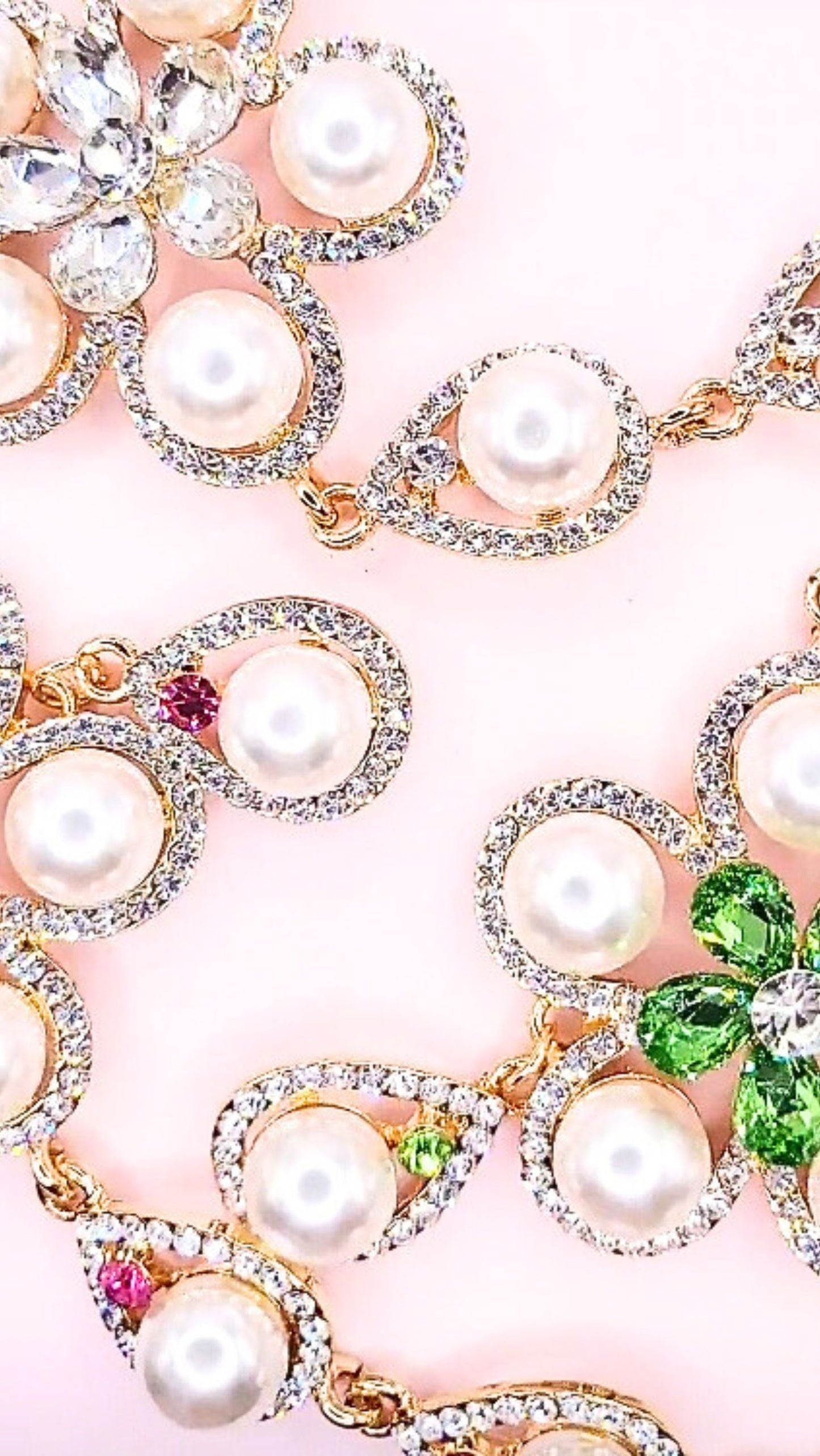 Pearl Crystal Flower Necklace & Earrings