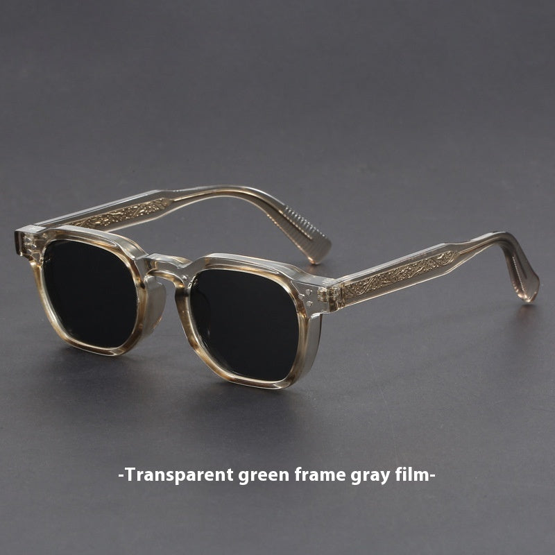 Vintage Tortoise Amber Square Sunglasses with Brown Lenses