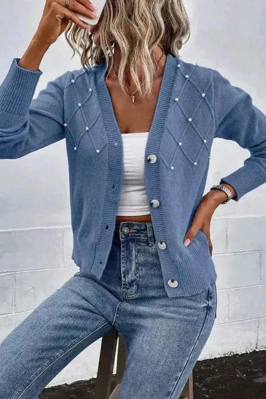 Posh Pearl Button Cardigan-4