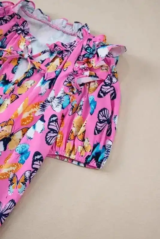 Ruffled Sleeve Butterfly Blouse