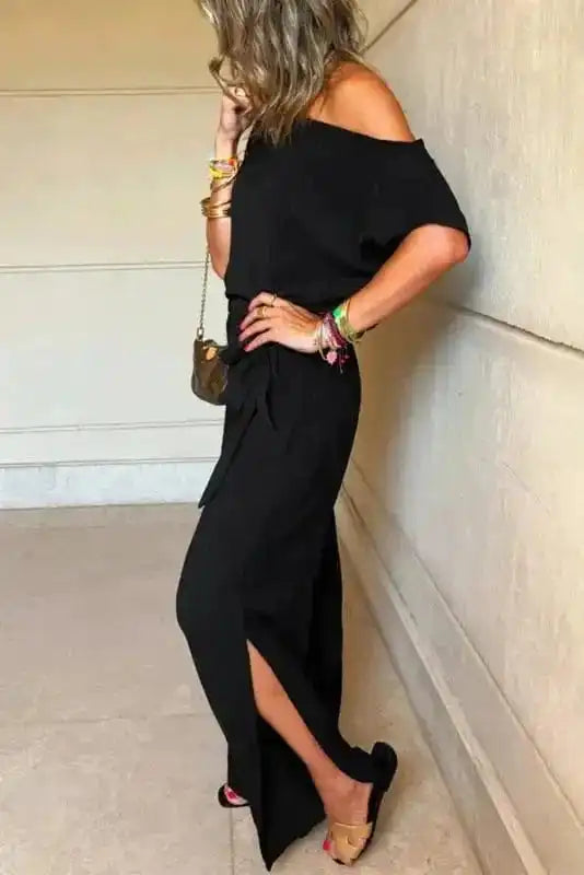 Shadow Check One Shoulder Jumpsuit-1