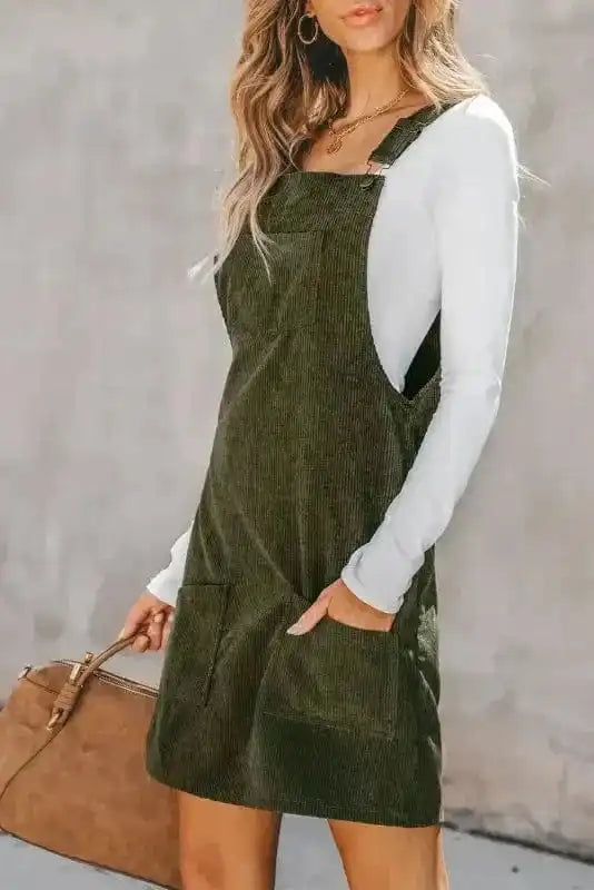 Vineyard Green Corduroy Overall Dress-2