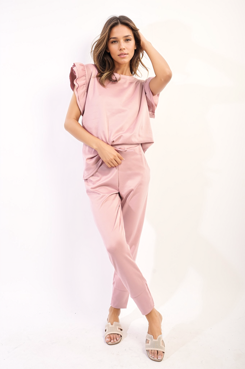 Peplum Frill Ruffle Sleeve Top Co-ord Set-8