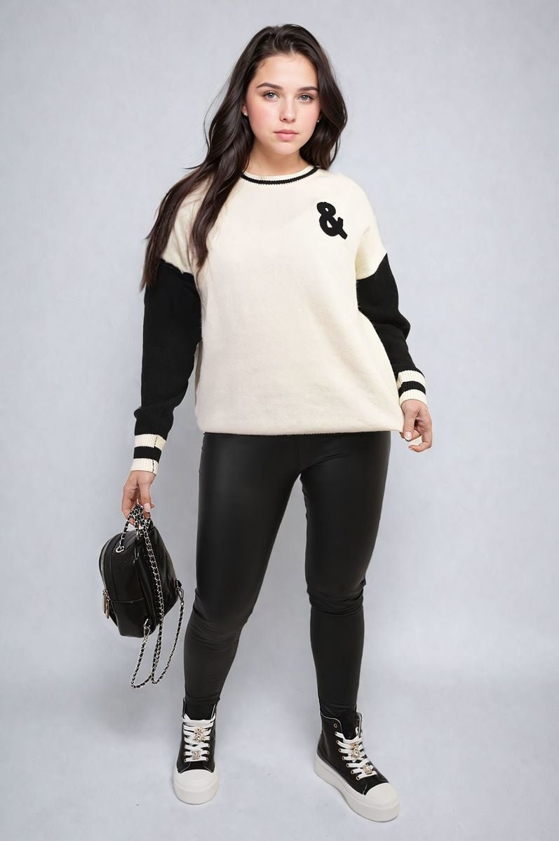 Round Neck Rock & Roll Print Knitted Jumper-4