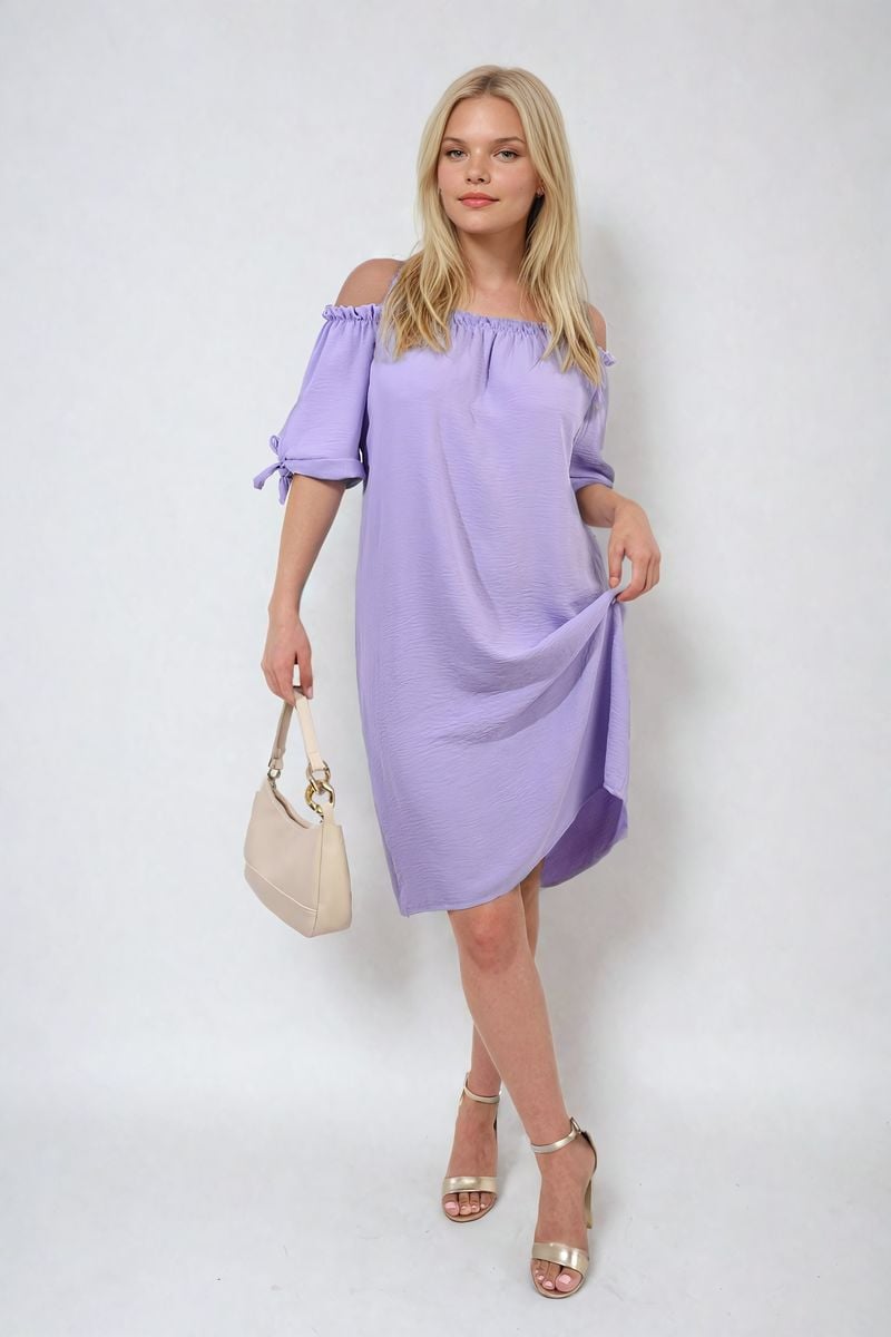 Knot Cuff Off Shoulder Mini Dress-3