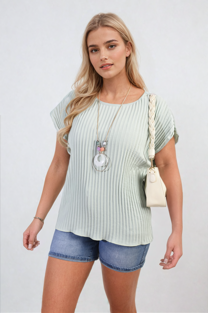 Short Sleeve Pleated Top-9