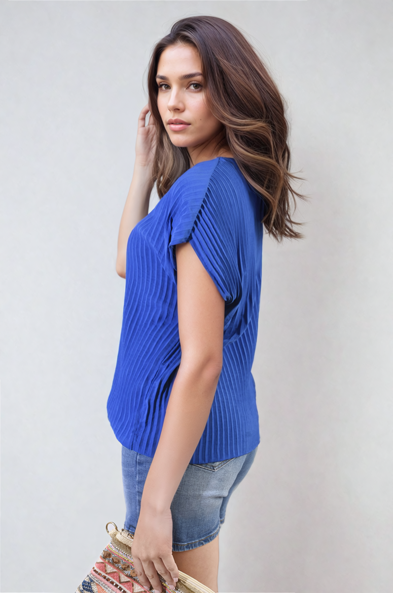 Short Sleeve Pleated Top-1