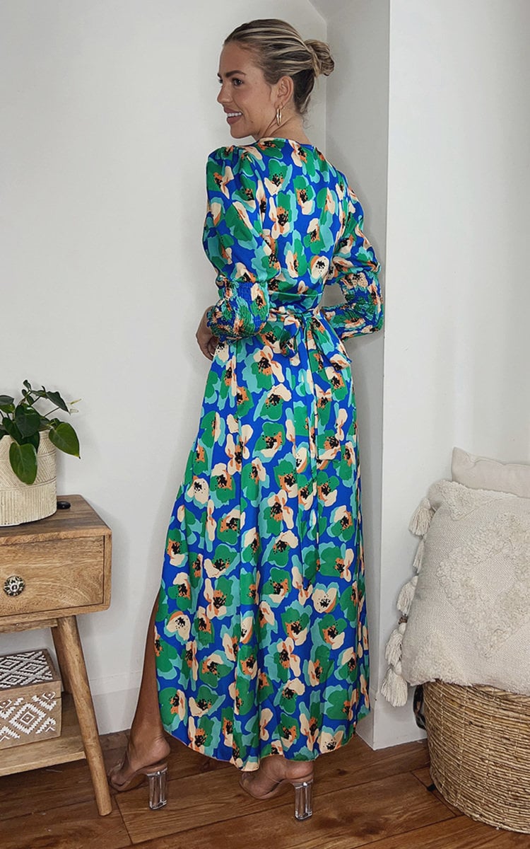 Wrap Front Printed Midi Dress-3