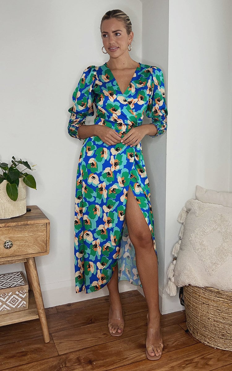 Wrap Front Printed Midi Dress-1