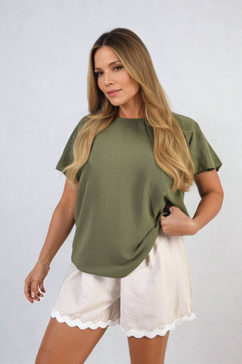 Ruffle Short Sleeve Top-4