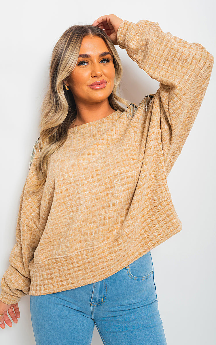 Long Sleeve Knitted Jumper with Tassel Detail-6