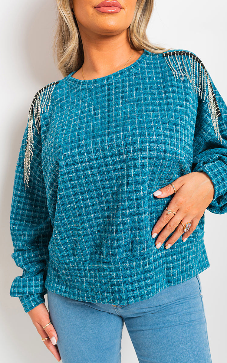 Long Sleeve Knitted Jumper with Tassel Detail-4