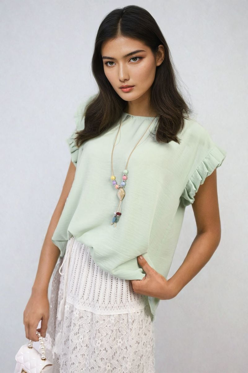 Ruffle Trim Sleeve Top-8