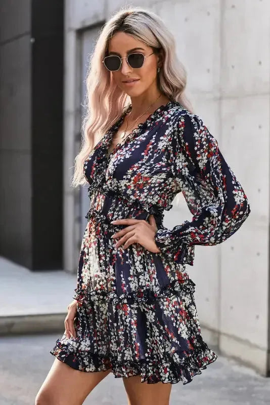Open Back Floral Dress - Ruffle-3