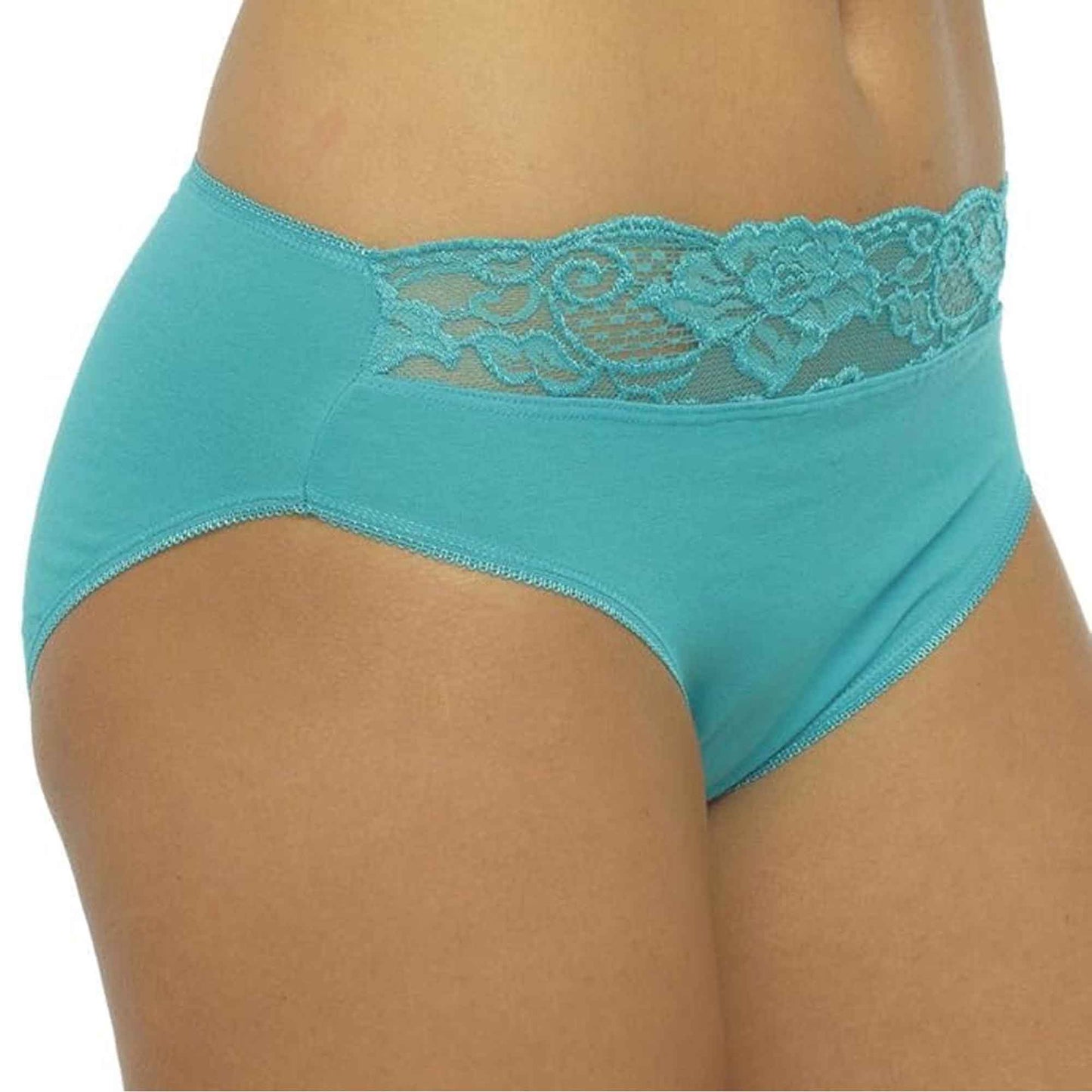 Pack of 10 Cotton Rich Lace Brief Knickers for Women Comfortable Stretch Waistband Assorted Colours Breathable Underwear UK Sizes 10-20 by Daisy Dreamer
