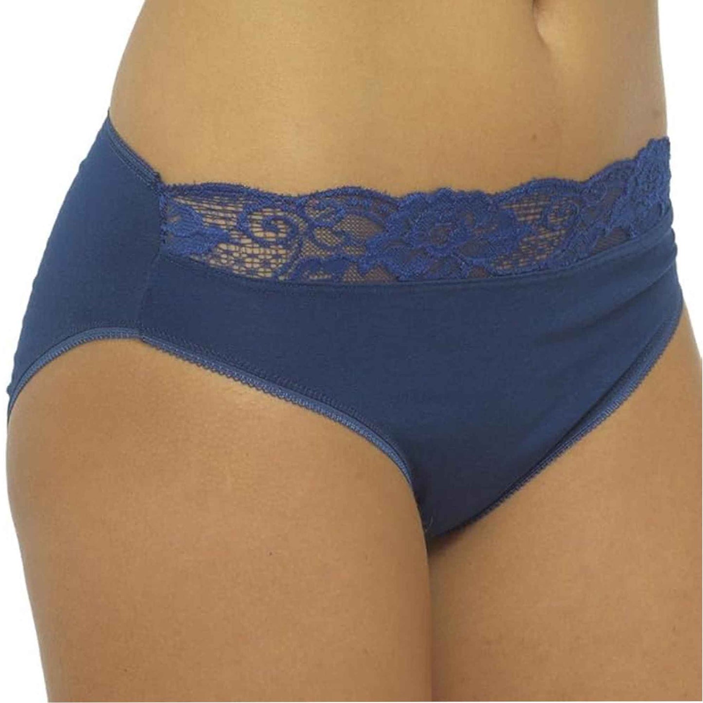 Pack of 10 Cotton Rich Lace Brief Knickers for Women Comfortable Stretch Waistband Assorted Colours Breathable Underwear UK Sizes 10-20 by Daisy Dreamer