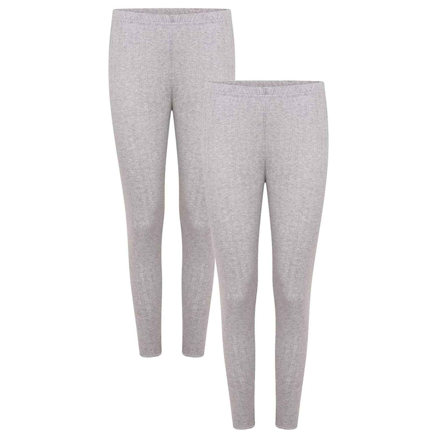 Pack of 2 Womens Thermal Pants Advanced Insulating Yarn Cotton Rich Ribbed Comfort Fit for Running Hiking Workwear in White Grey Black by Heatwave Thermalwear