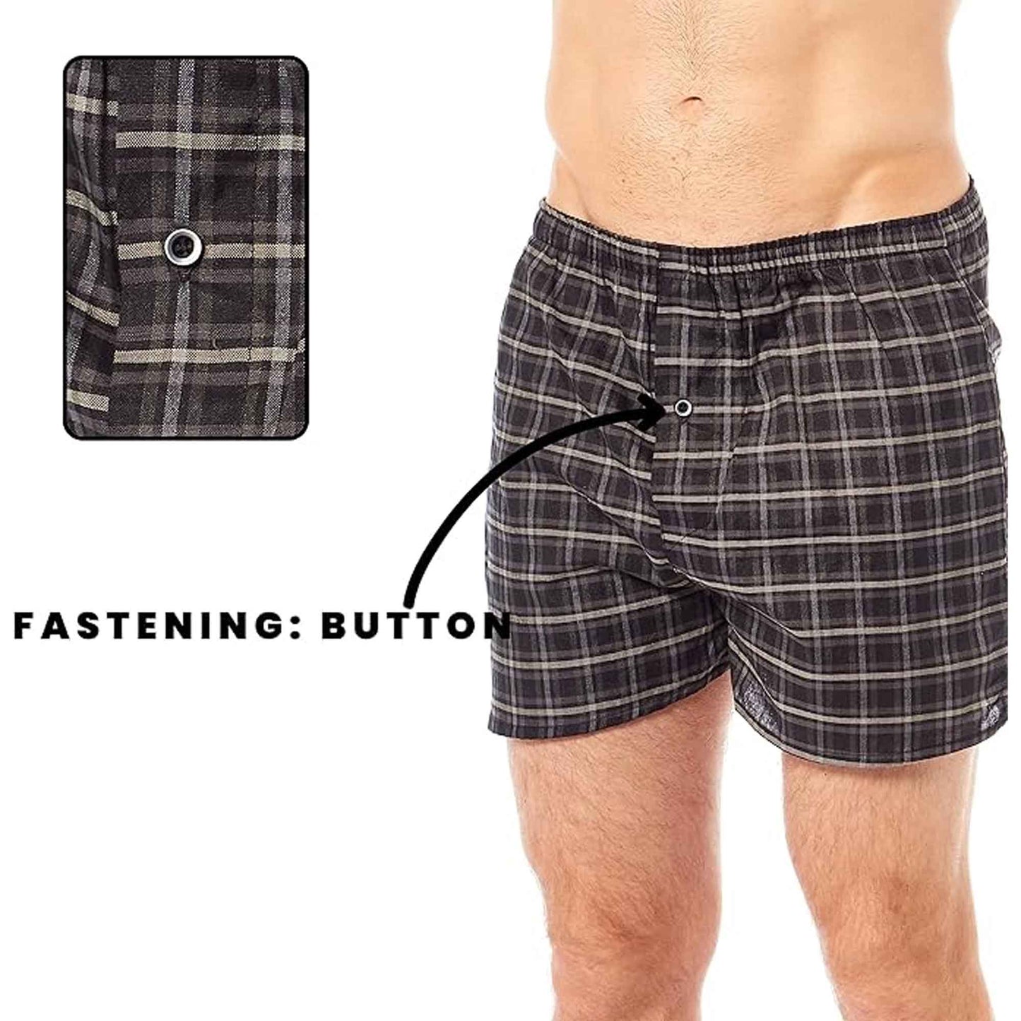 Pack of 6 Mens Loose Fit Woven Boxers with Comfort Waistband in Soft Cotton Blend Multiple Sizes and Colors Breathable Durable MB01 by Sock Stack