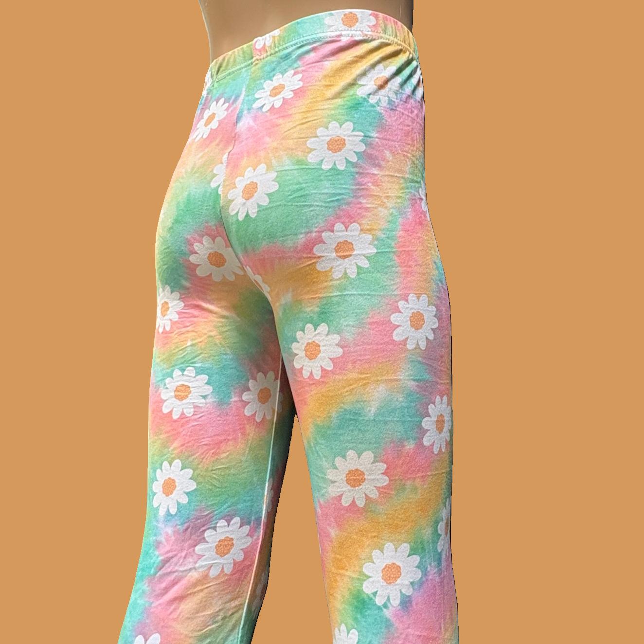 Rainbow Daisy full length stretch leggings