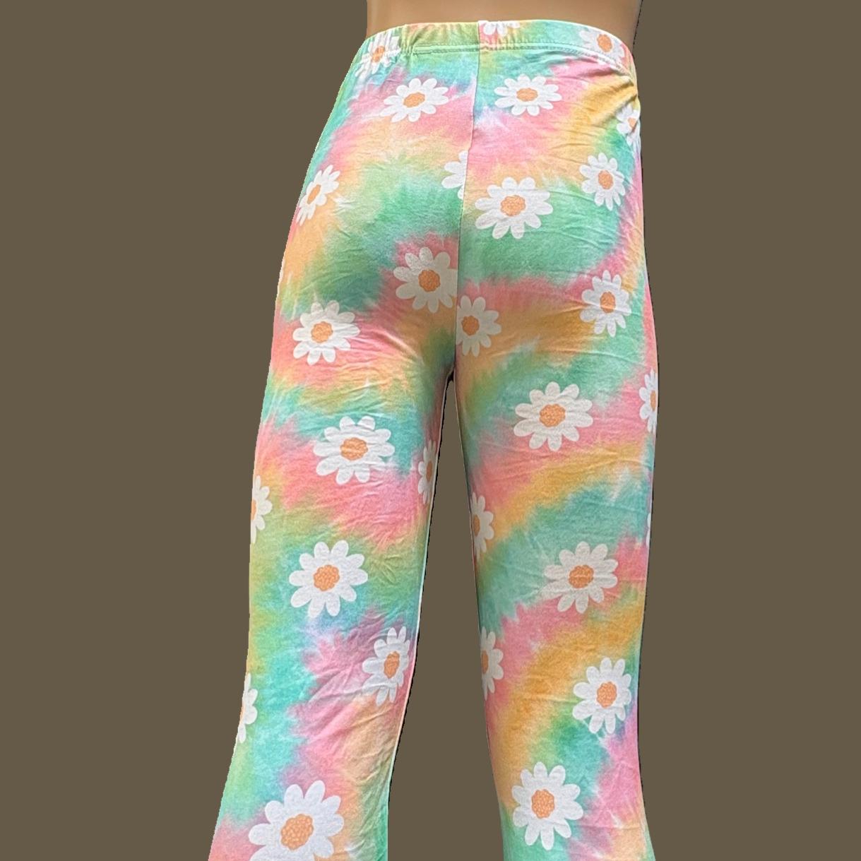 Rainbow Daisy full length stretch leggings