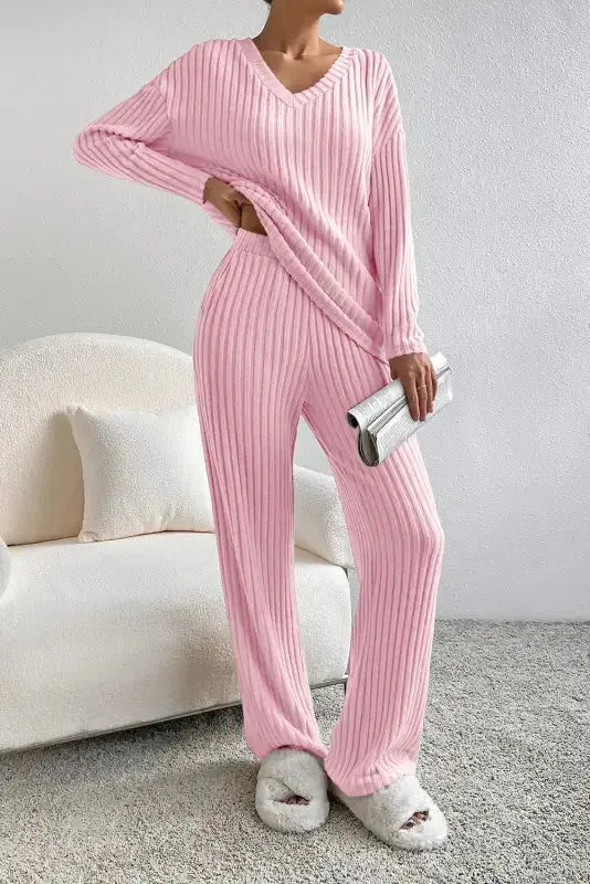 Ribbed Knit Slouchy Two-piece Outfit