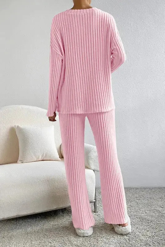 Ribbed Knit Slouchy Two-piece Outfit