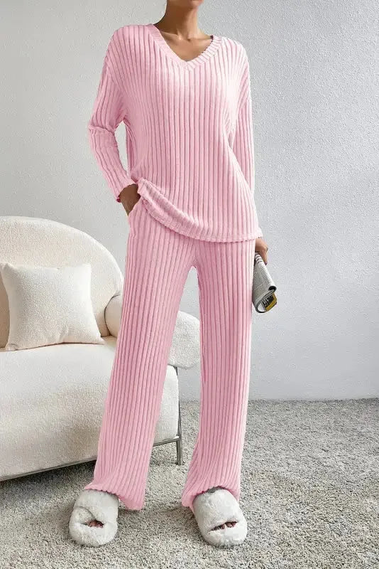 Ribbed Knit Slouchy Two-piece Outfit