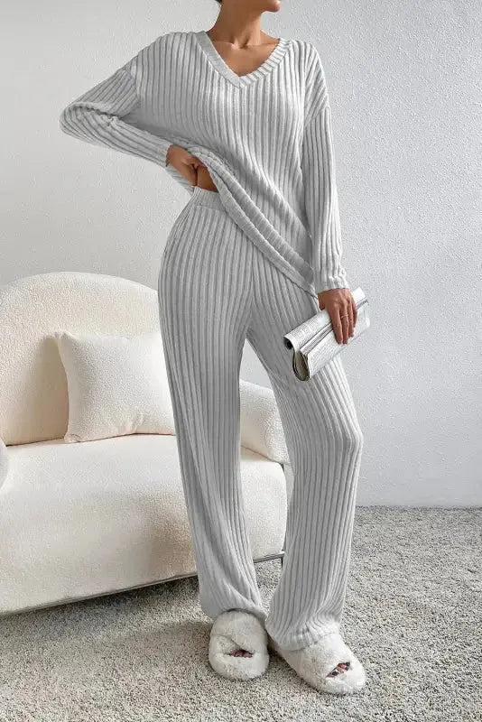 Ribbed Knit Slouchy Two-piece Outfit