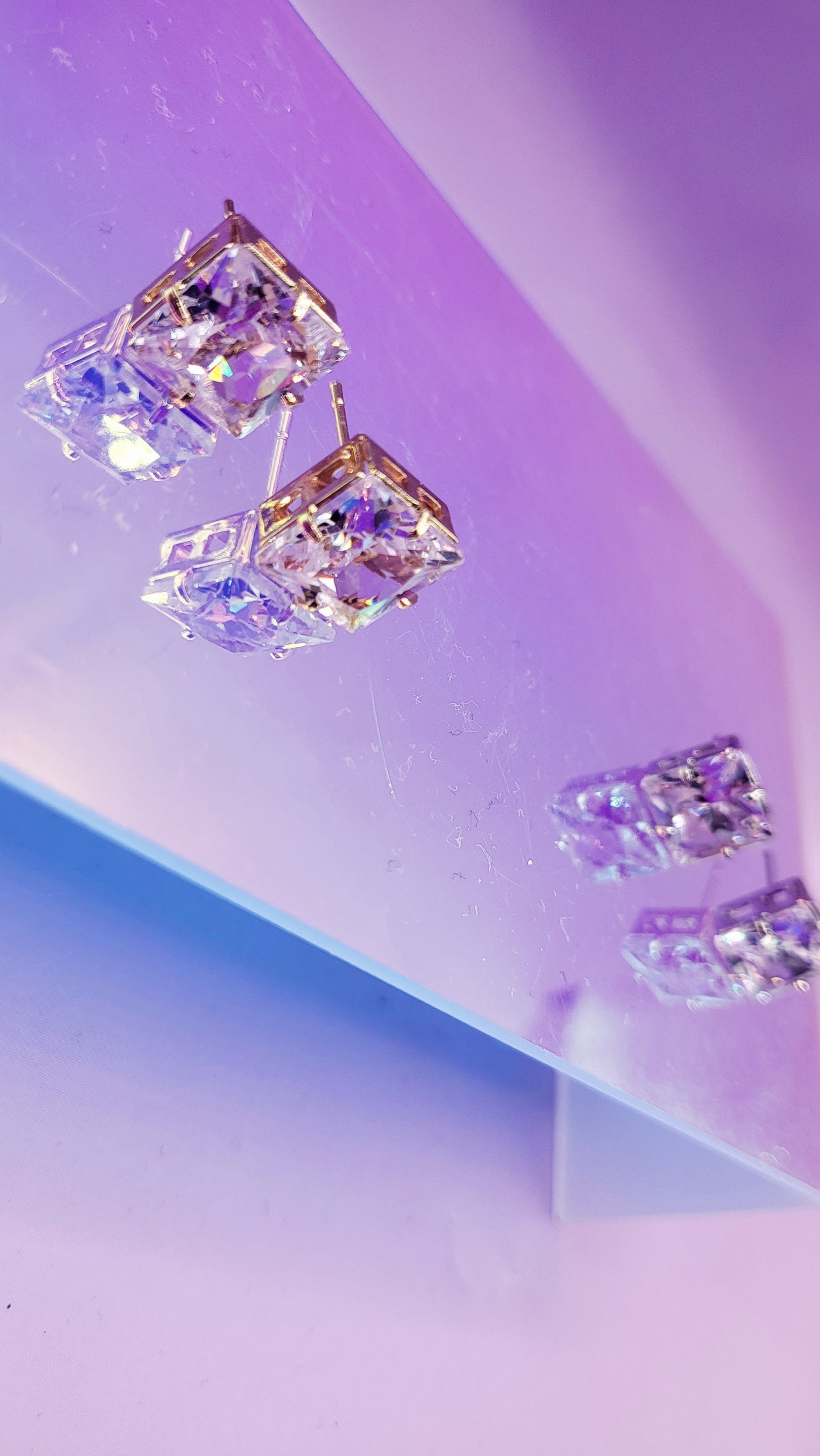 Square Crystal Stud Earrings
