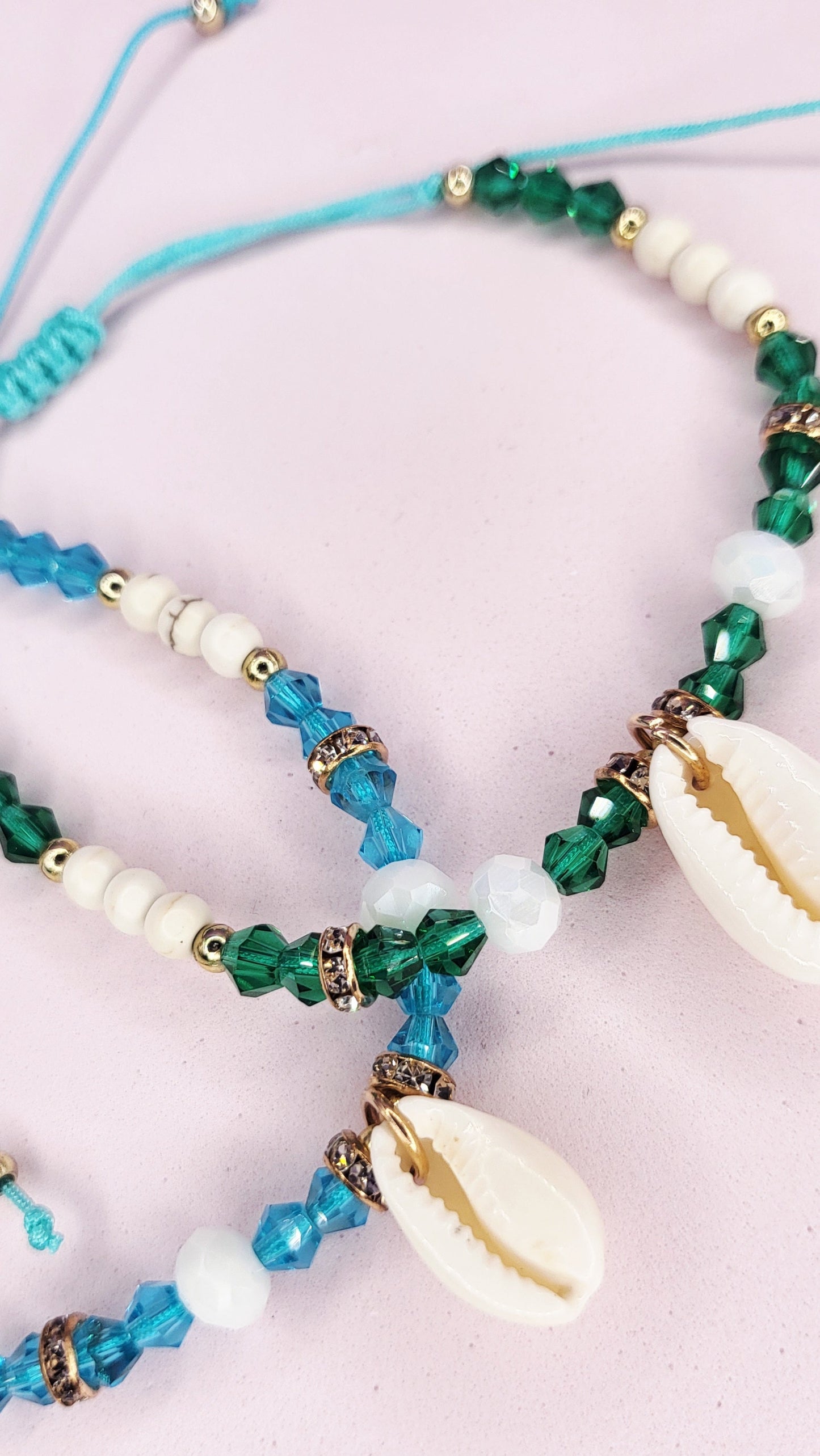 Shell Beaded Pull Tie Anklet